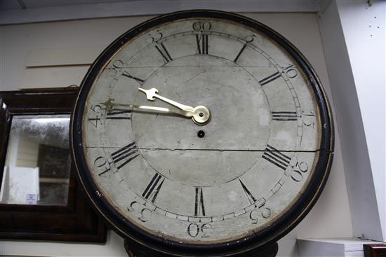 James Coates of Cirencester. A black japanned Act of Parliament clock, H.4ft 10in. W.2ft 6in.